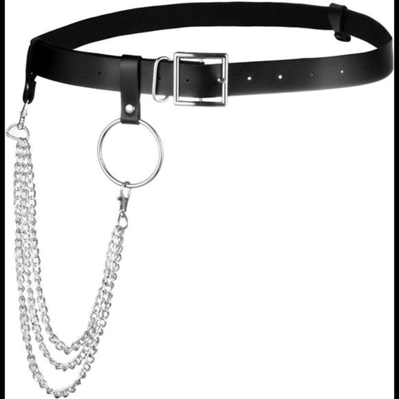 MILAKOO Women Faux Leather Harness Garter Belt Waist Belt with Punk Metal Chain main image 5